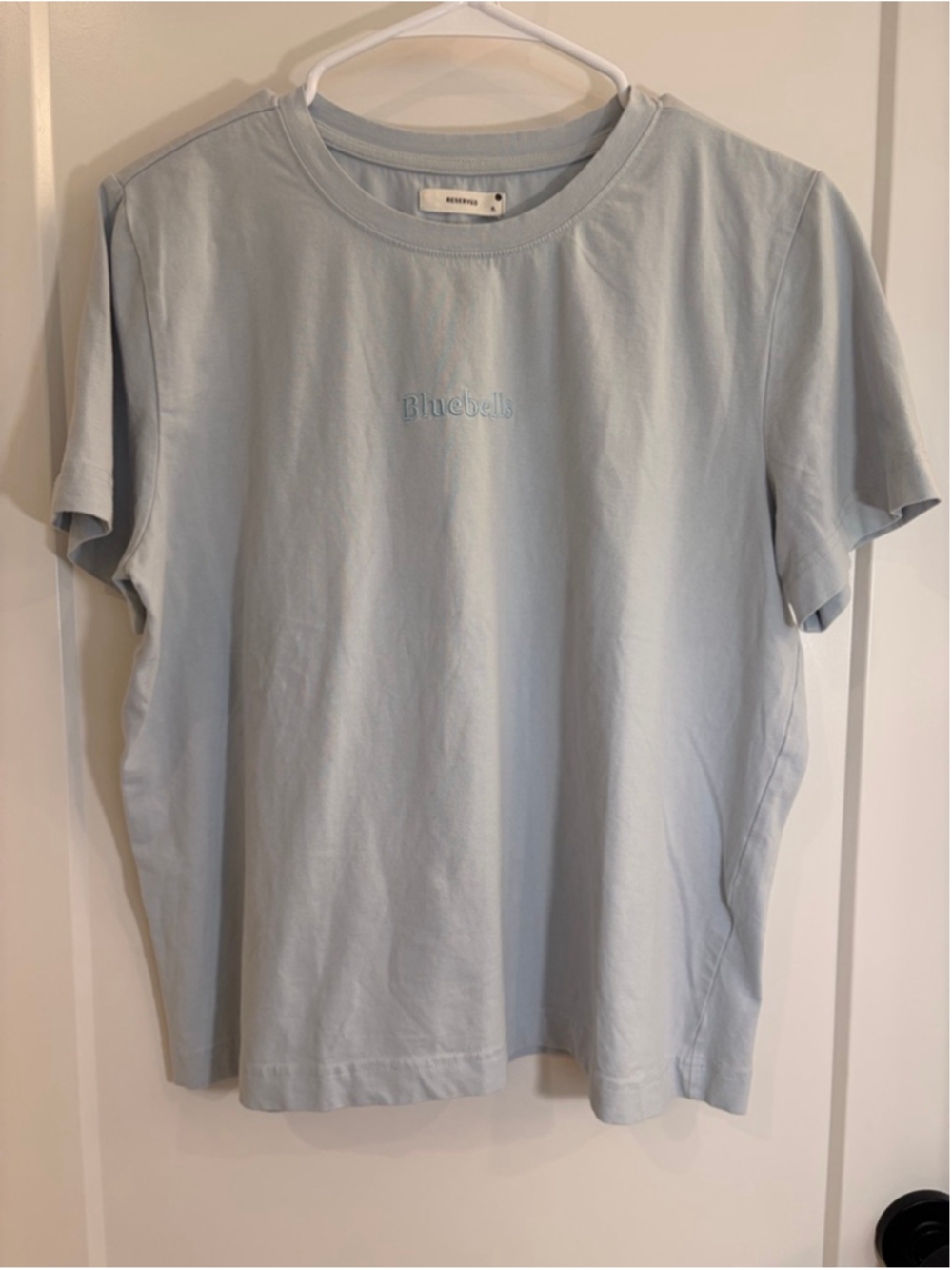 RESERVED Light Blue Monochromatic Bluebell Embroidered Shirt Size XL